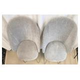 Pair of Grey Upholstered Dining Chairs with Chrome Metal Legs