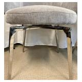 Pair of Grey Upholstered Dining Chairs with Chrome Metal Legs