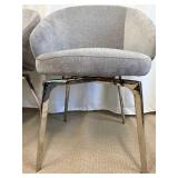 Pair of Grey Upholstered Dining Chairs with Chrome Metal Legs