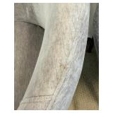 Pair of Grey Upholstered Dining Chairs with Chrome Metal Legs