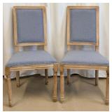 PPI Trading Company Vintage Carved Wood with Blue Upholstery Chairs (Lot of 2)