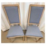 PPI Trading Company Vintage Carved Wood with Blue Upholstery Chairs (Lot of 2)