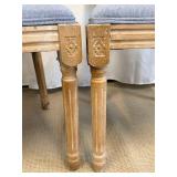 PPI Trading Company Vintage Carved Wood with Blue Upholstery Chairs (Lot of 2)