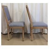 PPI Trading Company Vintage Carved Wood with Blue Upholstery Chairs (Lot of 2)