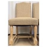 Pair of Beige Upholstered Chairs with Nailhead Trim Imported by JGW Furniture (Matches lot 13)