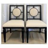 Pair of Wellhouse International CO.,LTD Black Wood Dining Chairs with Round Upholstered Backs & Cream Seats (Matches Lot 15 & 16)