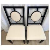 Pair of Wellhouse International CO.,LTD Black Wood Dining Chairs with Round Upholstered Backs & Cream Seats (Matches Lot 15 & 16)