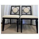 Pair of Wellhouse International CO.,LTD Black Wood Dining Chairs with Round Upholstered Backs & Cream Seats (Matches Lot 15 & 16)