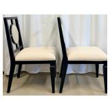 Pair of Wellhouse International CO.,LTD Black Wood Dining Chairs with Round Upholstered Backs & Cream Seats (Matches Lot 14 & 16)