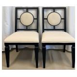Pair of Wellhouse International CO.,LTD Black Wood Dining Chairs with Round Upholstered Backs & Cream Seats (Matches Lot 14 & 15)