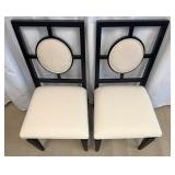Pair of Wellhouse International CO.,LTD Black Wood Dining Chairs with Round Upholstered Backs & Cream Seats (Matches Lot 14 & 15)