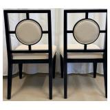 Pair of Wellhouse International CO.,LTD Black Wood Dining Chairs with Round Upholstered Backs & Cream Seats (Matches Lot 14 & 15)