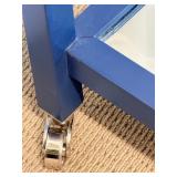 Curate Century Bar Cart in Blue with Mirror Glass Shelfs