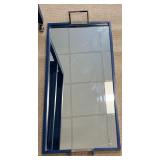 Curate Century Bar Cart in Blue with Mirror Glass Shelfs