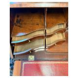 Antique Mahogany Drop-Front Secretary Desk with Leather Writing Surface & Brass Pulls