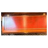 Antique Mahogany Drop-Front Secretary Desk with Leather Writing Surface & Brass Pulls
