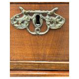 Antique Mahogany Drop-Front Secretary Desk with Leather Writing Surface & Brass Pulls