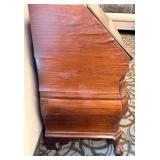 Antique Mahogany Drop-Front Secretary Desk with Leather Writing Surface & Brass Pulls