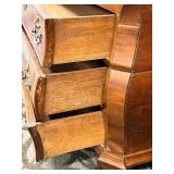 Antique Mahogany Drop-Front Secretary Desk with Leather Writing Surface & Brass Pulls