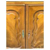 Antique Mahogany Sideboard Buffet with Carved Arched Panels & Brass Hardware