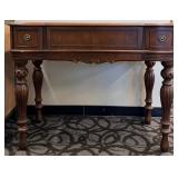 Antique Secretary Desk with Drop-Front Writing Surface, Turned Legs and Accompanying Chair