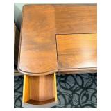 Antique Secretary Desk with Drop-Front Writing Surface, Turned Legs and Accompanying Chair