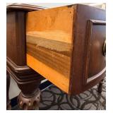 Antique Secretary Desk with Drop-Front Writing Surface, Turned Legs and Accompanying Chair