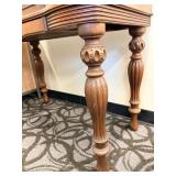 Antique Secretary Desk with Drop-Front Writing Surface, Turned Legs and Accompanying Chair