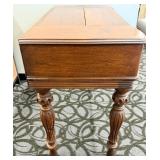 Antique Secretary Desk with Drop-Front Writing Surface, Turned Legs and Accompanying Chair