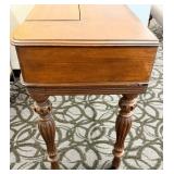 Antique Secretary Desk with Drop-Front Writing Surface, Turned Legs and Accompanying Chair