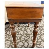 Antique Secretary Desk with Drop-Front Writing Surface, Turned Legs and Accompanying Chair