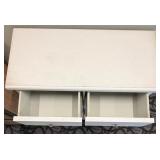 White Vintage Console Cabinet with Two Drawers & Mirrored Lattice Doors