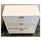 Dresser - White Textured 4-Drawer with Brass Handles & Gold Legs