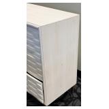 Dresser - White Textured 4-Drawer with Brass Handles & Gold Legs