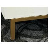 Dresser - White Textured 4-Drawer with Brass Handles & Gold Legs