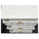 Dresser - White Textured 4-Drawer with Brass Handles & Gold Legs