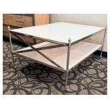 End Table - Chrome & Glass 2-Tier with Casters