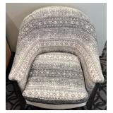 Sam Moore Accent Chair - Grey & White Geometric Upholstery, Dark Wood Legs
