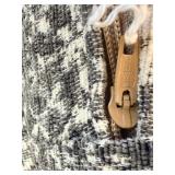 Sam Moore Accent Chair - Grey & White Geometric Upholstery, Dark Wood Legs