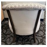 Sam Moore Accent Chair - Grey & White Geometric Upholstery, Dark Wood Legs