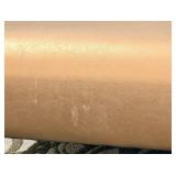 Copper/Brass Colored Covered Ottoman Footstool with Turned Wood Legs & Casters