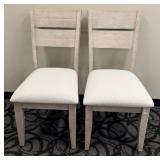Honai Dining Chairs - White Upholstered Seats - Light Wood Finish - Slatted Back - Set of 2 (Matches Lot 36)