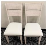 Honai Dining Chairs - White Upholstered Seats - Light Wood Finish - Slatted Back - Set of 2 (Matches Lot 36)