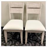 Honai Dining Chairs - White Upholstered Seats - Light Wood Finish - Slatted Back - Set of 2 (Matches lot 35)
