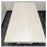 Farmhouse Dining Table - Whitewashed Plank Top & Central Pedestal Base