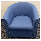 Elk Home Blue Upholstered Swivel Club Chair With Brass Nailhead Trim (Matches lot 39)