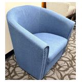 Elk Home Blue Upholstered Swivel Club Chair With Brass Nailhead Trim (Matches lot 39)