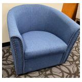 Elk Home Blue Upholstered Swivel Club Chair With Brass Nailhead Trim (Matches lot 39)