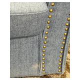 Elk Home Blue Upholstered Swivel Accent Armchair with Brass Nailhead Trim (Matches Lot 38)