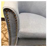 Elk Home Blue Upholstered Swivel Accent Armchair with Brass Nailhead Trim (Matches Lot 38)